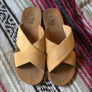 Tan Suede Crisscross Sandals